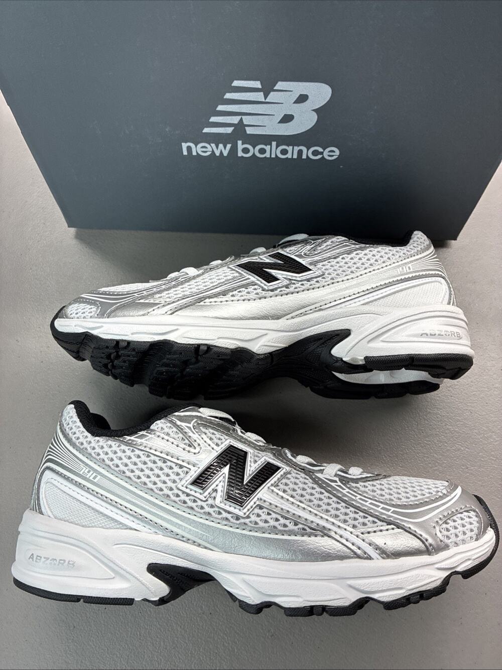 New Balance 740 Bungee Lace Grey Black Mesh Sneakers Unisex Kids Size 3